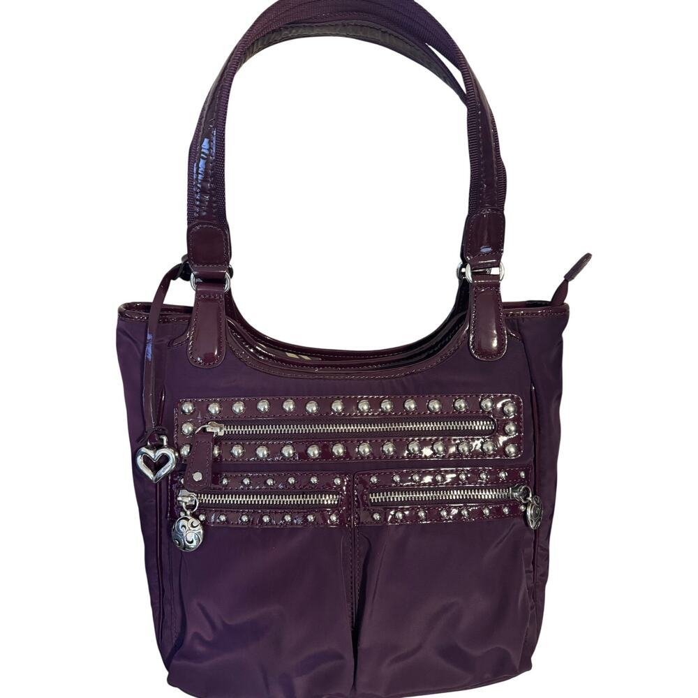The BRIGHTON Collection “Campbell” Plum double straps shoulder bag BRANDED